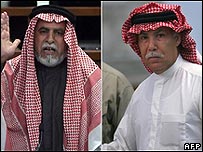Barzan al-Tikriti (à droite), demi-frère de Saddam Hussein et ancien chef des services de renseignement irakien, et Awad Ahmed al-Bandar (à gauche), l'ex-président du tribunal révolutionnaire irakien.  (Photo : AFP)