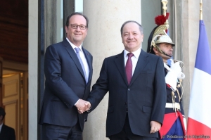 Le présient Massoud Barzani avec le président Hollande à l'Elysée